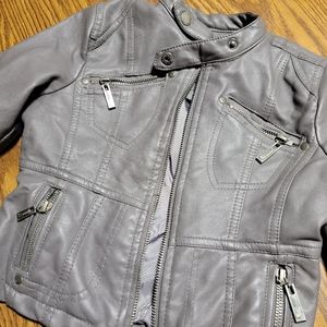 Girls fake leather jacket charcoal Grey. Joujou brand. Size 7/8